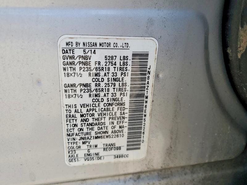 Aukcja sprzedaży 2014 Nissan Murano, vin: JN8AZ1MW6EW522610, numer aukcji: 56257076