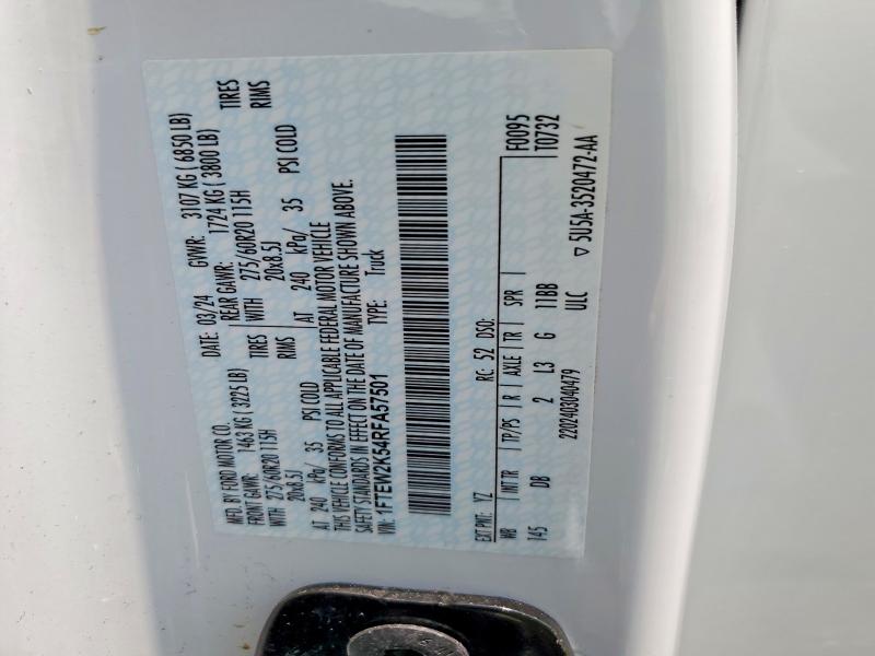 Aukcja sprzedaży 2024 Ford F150, vin: 1FTEW2K54RFA57501, numer aukcji: 58601846