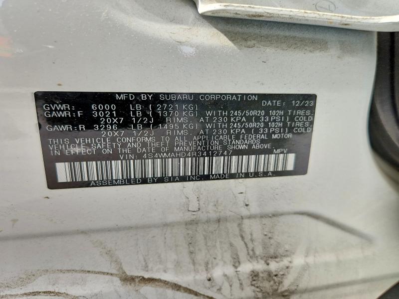 58251626 :رقم المزاد ، 4S4WMAHD4R3412747 vin ، 2024 Subaru Ascent مزاد بيع