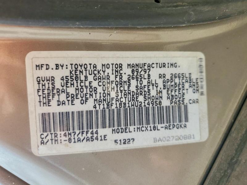 Продажа на аукционе авто 1998 Toyota Avalon, vin: 4T1BF18B1WU214950, номер лота: 57903016