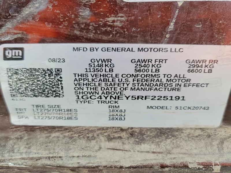 65477796 :رقم المزاد ، 1GC4YNEY5RF225191 vin ، 2024 Chevrolet Silverado مزاد بيع