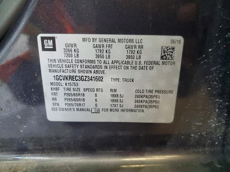 Aukcja sprzedaży 2016 Chevrolet Silverado, vin: 1GCVKREC3GZ341602, numer aukcji: 58749006