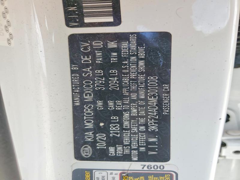 Продажа на аукционе авто 2021 Kia Forte, vin: 3KPF24AD4ME301008, номер лота: 58464386
