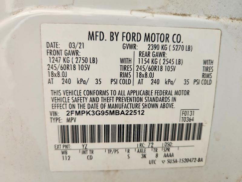 Продажа на аукционе авто 2021 Ford Edge, vin: 2FMPK3G95MBA22512, номер лота: 60723206
