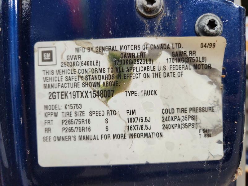 Auction sale of the 1999 Gmc New Sierra, vin: 2GTEK19TXX1548007, lot number: 54189726