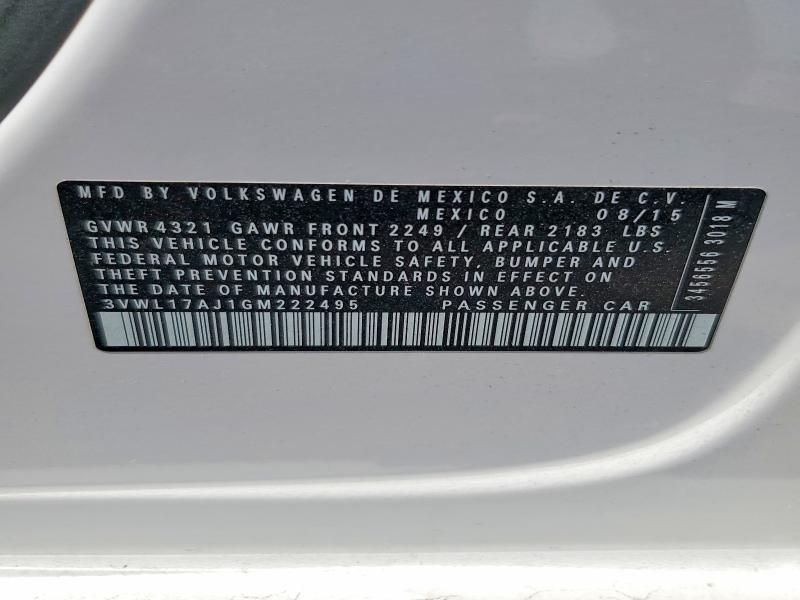 Aukcja sprzedaży 2016 Volkswagen Jetta, vin: 3VWL17AJ1GM222495, numer aukcji: 55913946