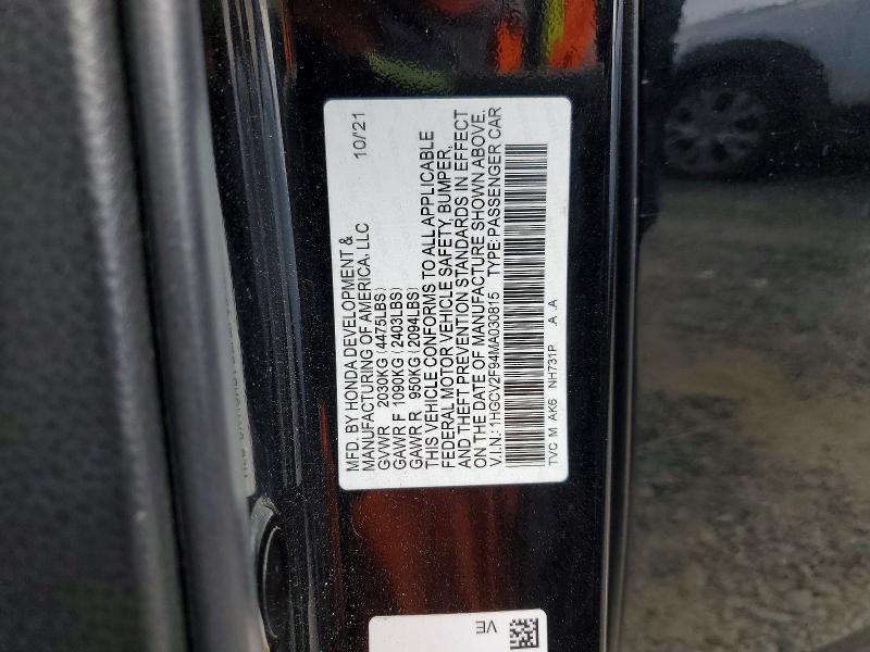 56699006 :رقم المزاد ، 1HGCV2F94MA030815 vin ، 2021 Honda Accord مزاد بيع