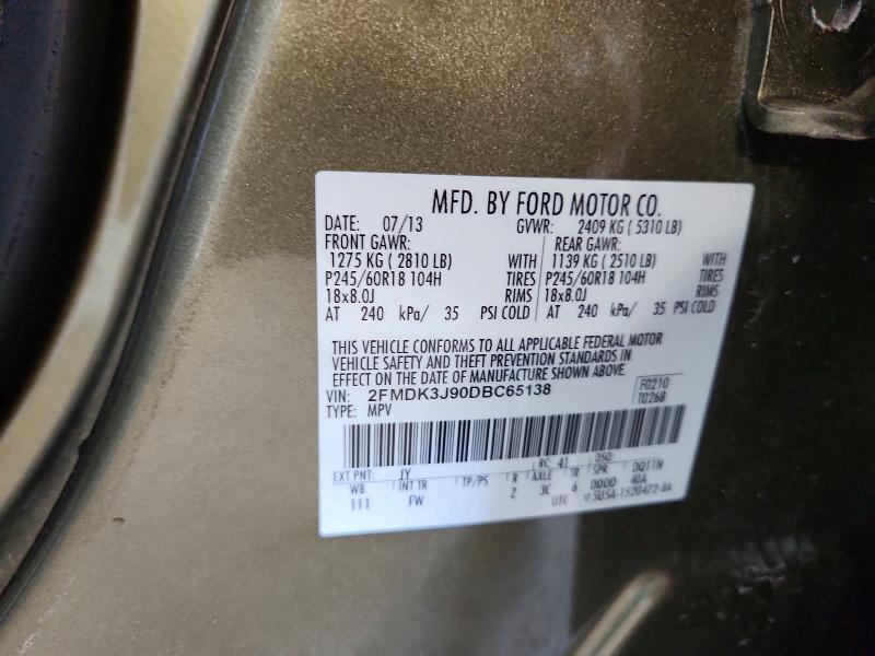 Продаж на аукціоні авто 2013 Ford Edge, vin: 2FMDK3J90DBC65138, номер лоту: 57473726