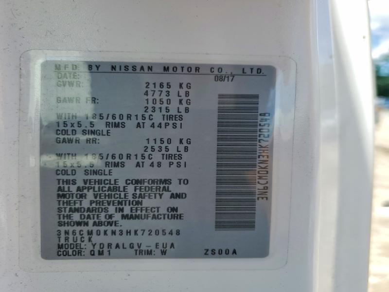 Aukcja sprzedaży 2017 Nissan Nv200, vin: 3N6CM0KN3HK720548, numer aukcji: 57591036