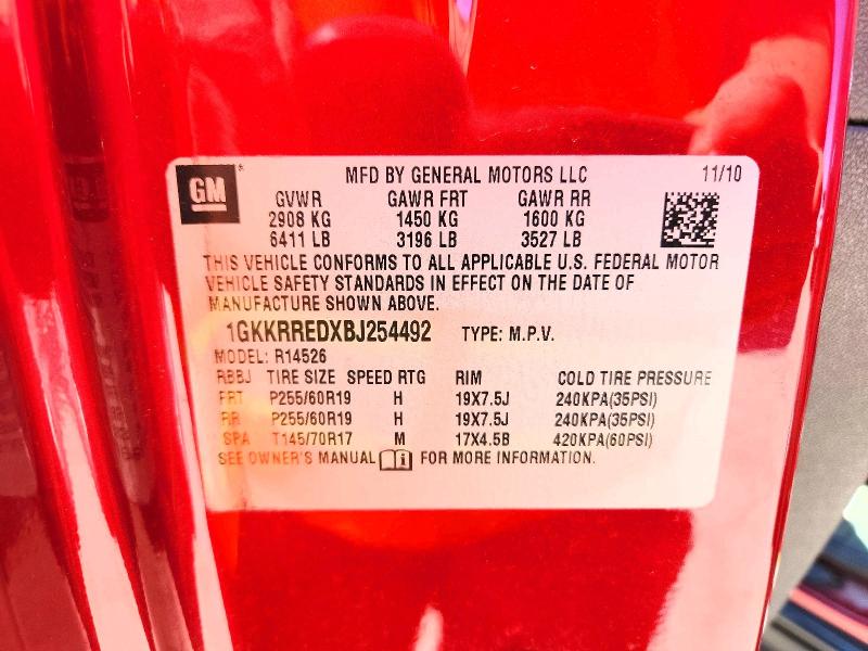 58690346 :رقم المزاد ، 1GKKRREDXBJ254492 vin ، 2011 Gmc Acadia مزاد بيع