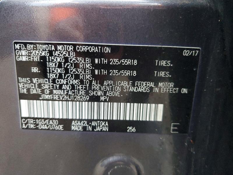 2017 Toyota Rav4 მანქანა იყიდება აუქციონზე, vin: JTMYFREV2HJ128269, აუქციონის ნომერი: 55630506