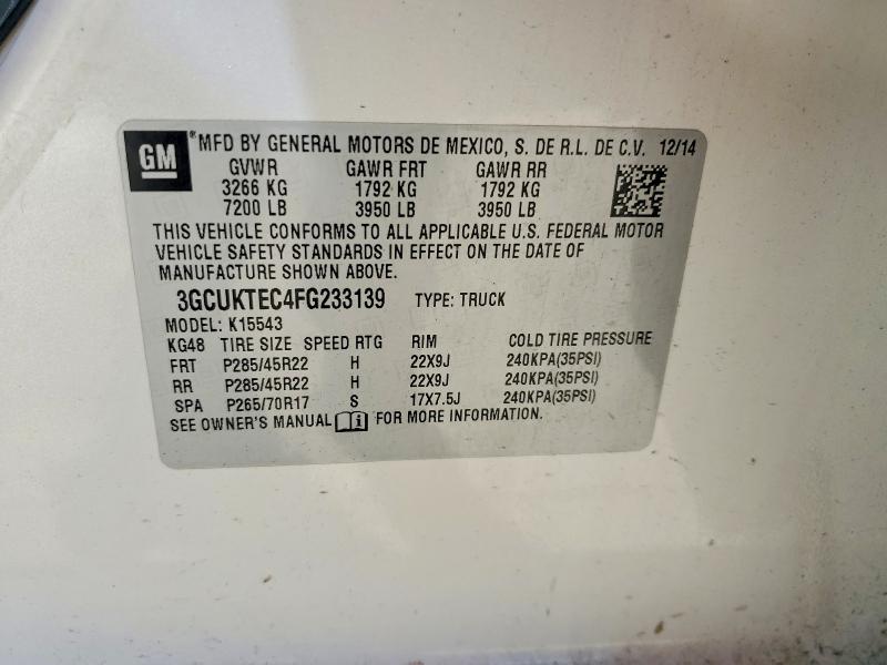 Продаж на аукціоні авто 2015 Chevrolet Silverado, vin: 3GCUKTEC4FG233139, номер лоту: 57907046