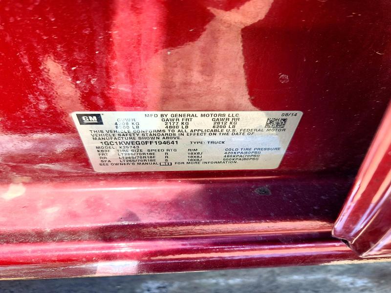 2015 Chevrolet Silverado მანქანა იყიდება აუქციონზე, vin: 1GC1KWEG0FF194641, აუქციონის ნომერი: 54548876