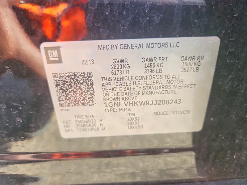 54908736 :رقم المزاد ، 1GNEVHKW9JJ208243 vin ، 2018 Chevrolet Traverse مزاد بيع
