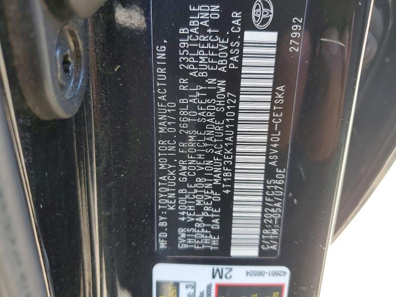 Продажа на аукционе авто 2010 Toyota Camry, vin: 4T1BF3EK1AU110127, номер лота: 58043006