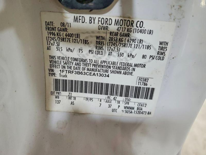 Продажа на аукционе авто 2012 Ford F350, vin: 1FTRF3B63CEA13034, номер лота: 57012136