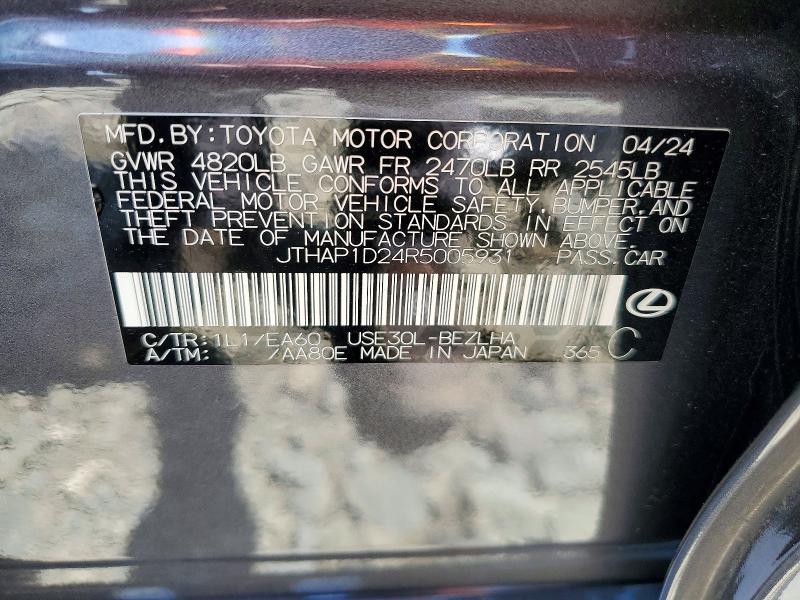 Продаж на аукціоні авто 2024 Lexus Is 500, vin: JTHAP1D24R5005931, номер лоту: 57468046