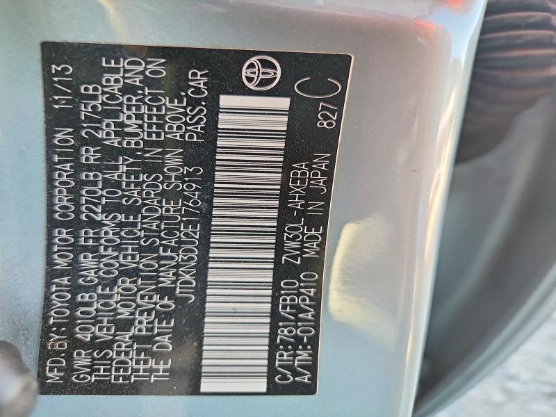Aukcja sprzedaży 2014 Toyota Prius, vin: JTDKN3DU2E1764913, numer aukcji: 57643536