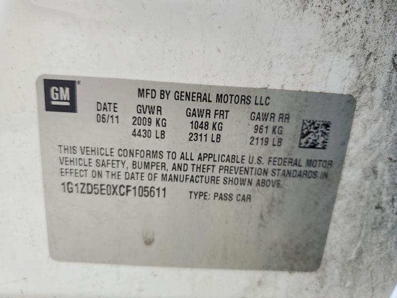 Aukcja sprzedaży 2012 Chevrolet Malibu, vin: 1G1ZD5E0XCF105611, numer aukcji: 85447955