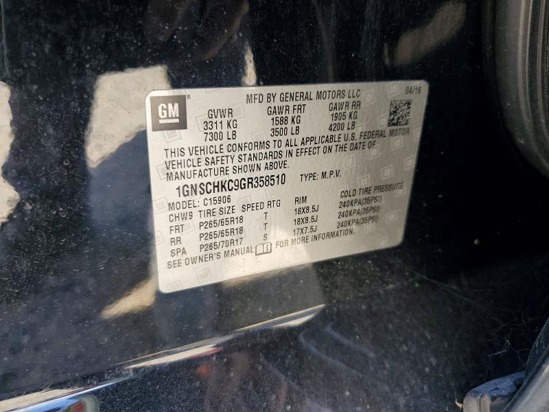 56429876 :رقم المزاد ، 1GNSCHKC9GR358510 vin ، 2016 Chevrolet Suburban مزاد بيع