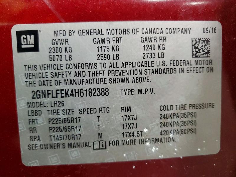 Aukcja sprzedaży 2017 Chevrolet Equinox, vin: 2GNFLFEK4H6182388, numer aukcji: 55620676