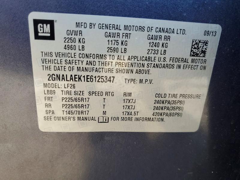 Aukcja sprzedaży 2014 Chevrolet Equinox, vin: 2GNALAEK1E6125347, numer aukcji: 59091766