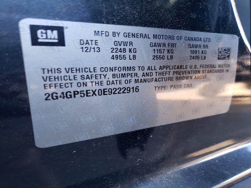 2014 Buick Regal მანქანა იყიდება აუქციონზე, vin: 2G4GP5EX0E9222916, აუქციონის ნომერი: 57180706