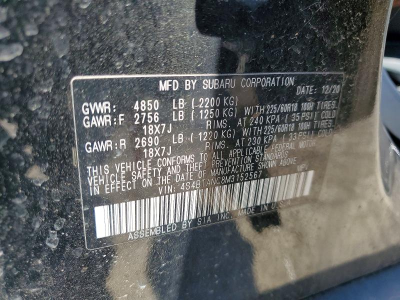 Продаж на аукціоні авто 2021 Subaru Outback, vin: 4S4BTANC8M3152567, номер лоту: 58386566
