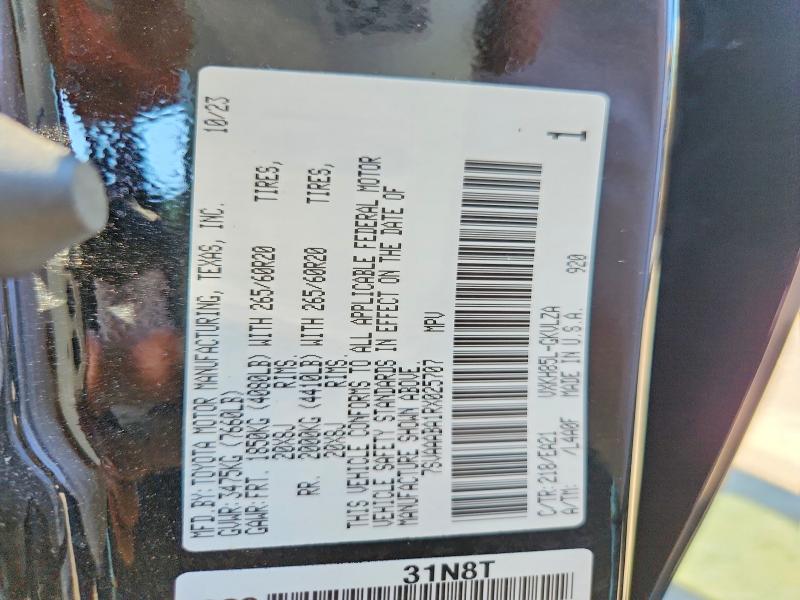 59253036 :رقم المزاد ، 7SVAAABA1RX025707 vin ، 2024 Toyota Sequoia مزاد بيع
