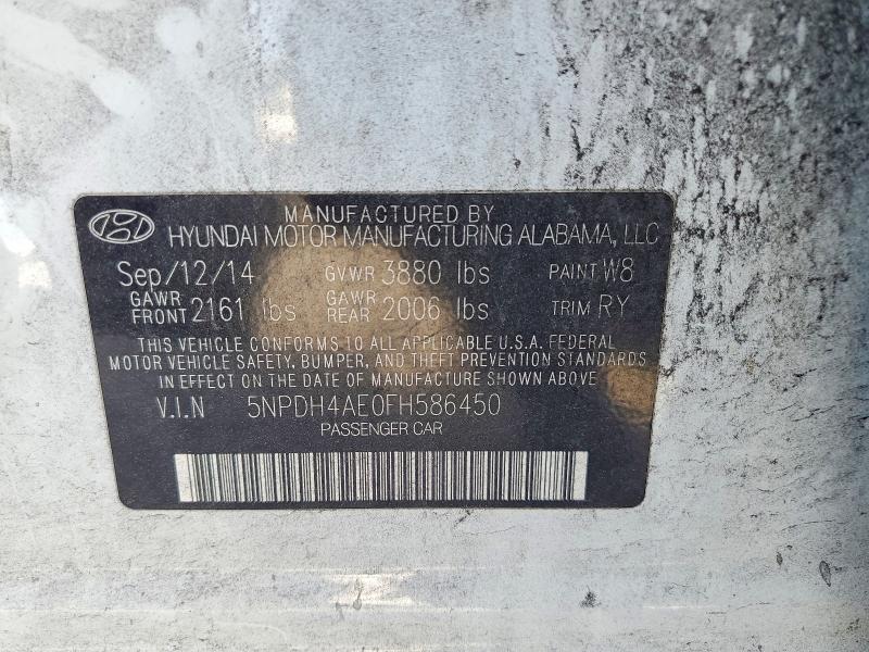 Auction sale of the 2015 Hyundai Elantra, vin: 5NPDH4AE0FH586450, lot number: 56733586