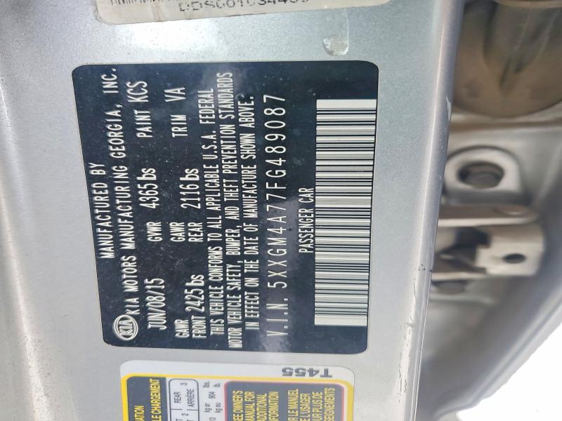 55778056 :رقم المزاد ، 5XXGM4A77FG489087 vin ، 2015 Kia Optima مزاد بيع