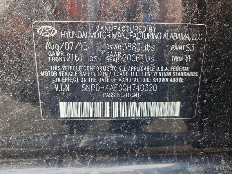 Продаж на аукціоні авто 2016 Hyundai Elantra, vin: 5NPDH4AE0GH740320, номер лоту: 56173096