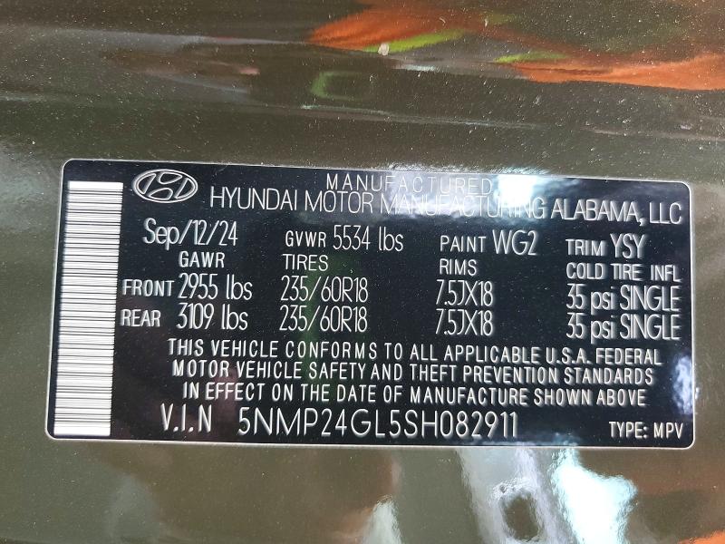 Aukcja sprzedaży 2025 Hyundai Santa Fe, vin: 5NMP24GL5SH082911, numer aukcji: 56440546