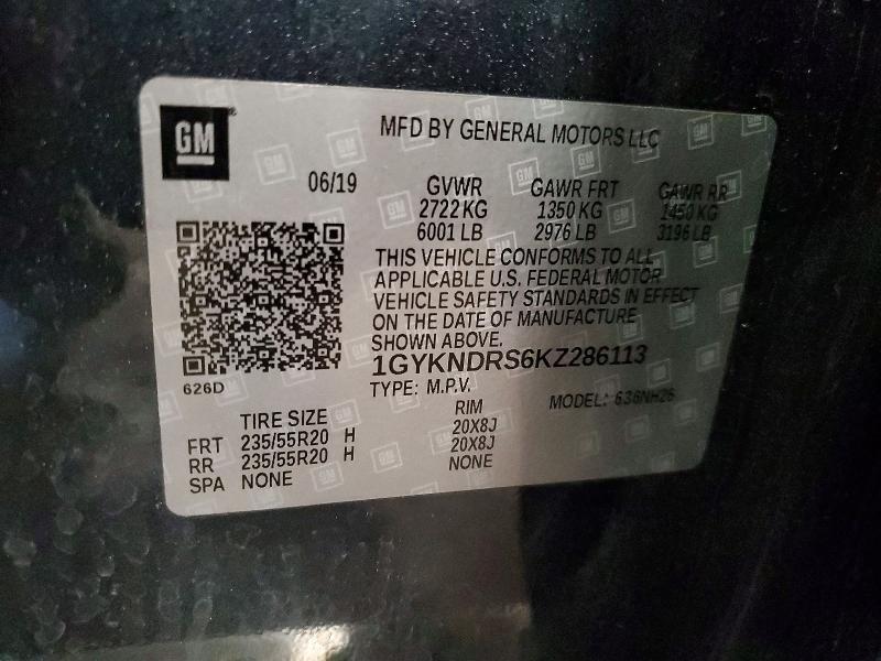 55747676 :رقم المزاد ، 1GYKNDRS6KZ286113 vin ، 2019 Cadillac Xt5 مزاد بيع