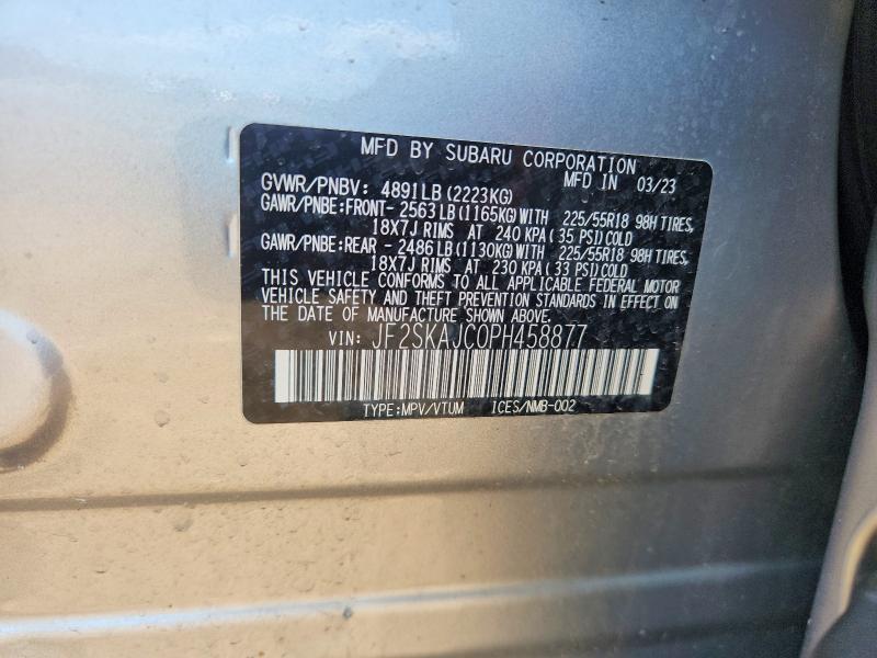 2023 Subaru Forester მანქანა იყიდება აუქციონზე, vin: JF2SKAJC0PH458877, აუქციონის ნომერი: 57020566