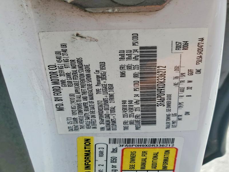 Aukcja sprzedaży 2013 Ford Fusion, vin: 3FA6P0H9XDR336212, numer aukcji: 55986206