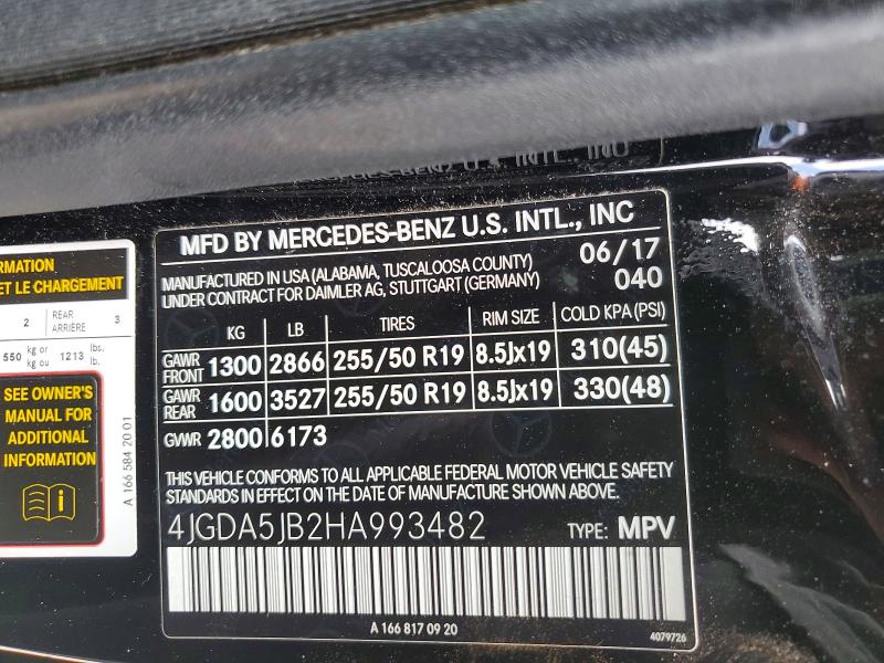 Aukcja sprzedaży 2017 Mercedes-benz Gle, vin: 4JGDA5JB2HA993482, numer aukcji: 56453736