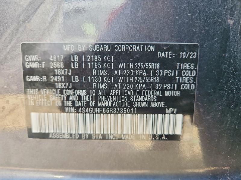 56733596 :رقم المزاد ، 4S4GUHF66R3736011 vin ، 2024 Subaru Crosstrek مزاد بيع