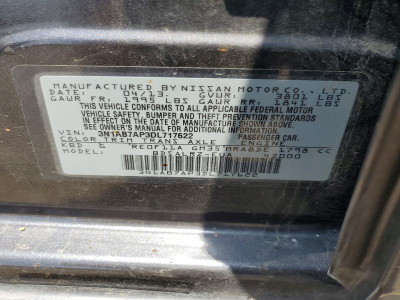 2013 Nissan Sentra მანქანა იყიდება აუქციონზე, vin: 3N1AB7AP3DL717622, აუქციონის ნომერი: 58716786