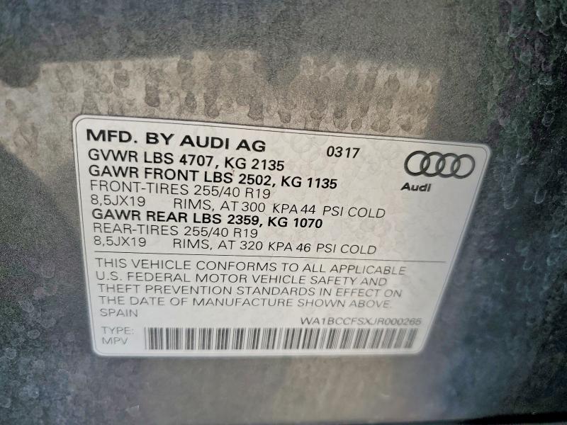 Продаж на аукціоні авто 2018 Audi Q3, vin: WA1BCCFSXJR000265, номер лоту: 56831476