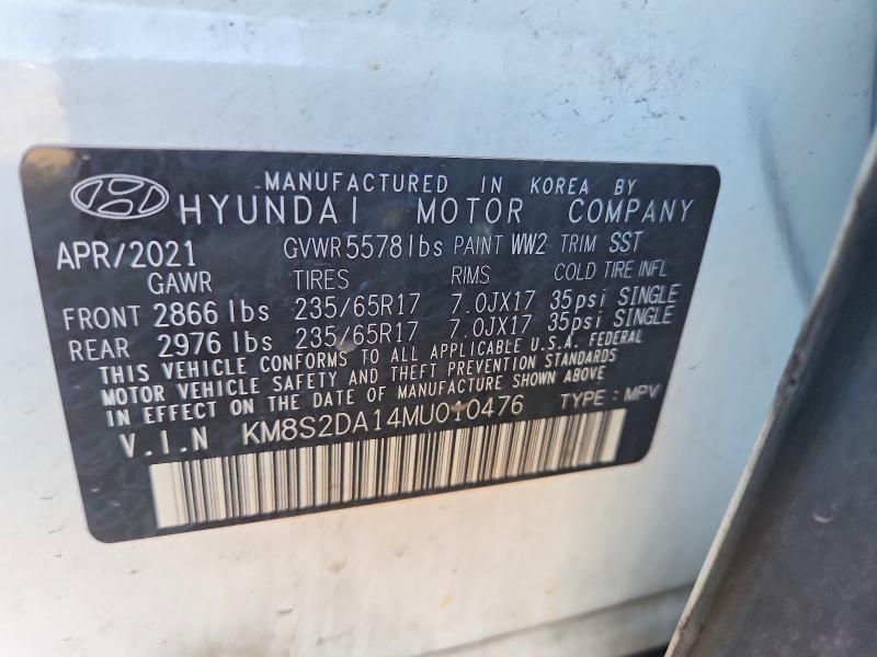 Продаж на аукціоні авто 2021 Hyundai Santa Fe, vin: KM8S2DA14MU010476, номер лоту: 57559996