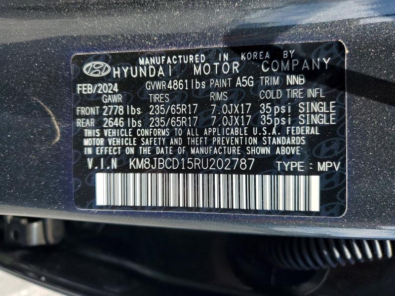 Продажа на аукционе авто 2024 Hyundai Tucson, vin: KM8JBCD15RU202787, номер лота: 56878846