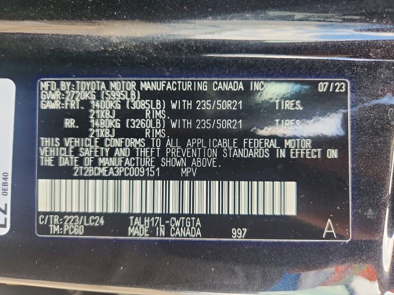 Продаж на аукціоні авто 2023 Lexus Rx, vin: 2T2BCMEA3PC009151, номер лоту: 56396246