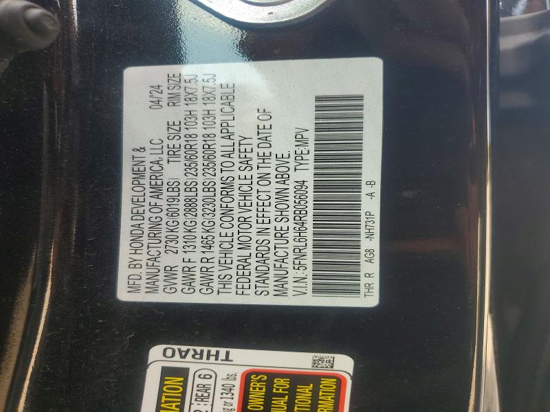 Aukcja sprzedaży 2024 Honda Odyssey, vin: 5FNRL6H64RB056094, numer aukcji: 59019256