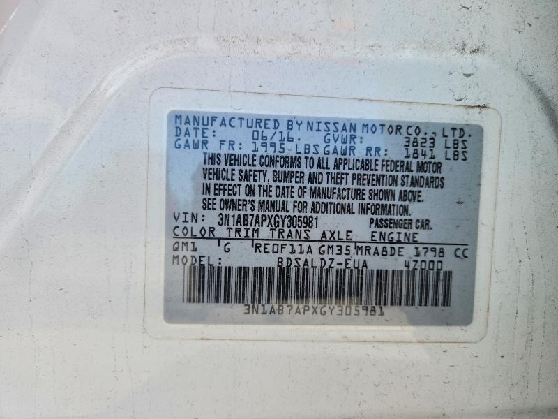 Продажа на аукционе авто 2016 Nissan Sentra, vin: 3N1AB7APXGY305981, номер лота: 58293856