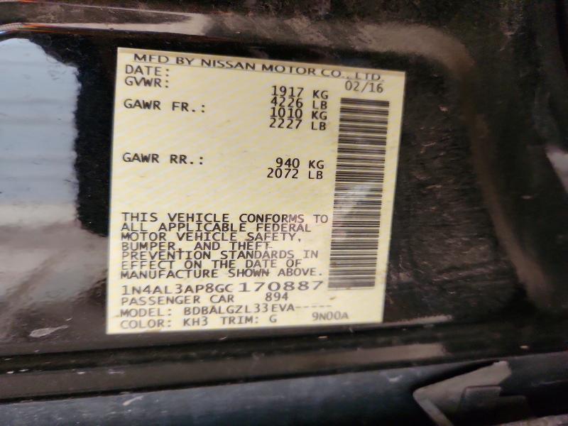 Aukcja sprzedaży 2016 Nissan Altima, vin: 1N4AL3AP8GC170887, numer aukcji: 58770976