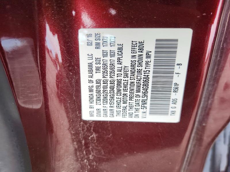 56610146 :رقم المزاد ، 5FNRL5H64GB068415 vin ، 2016 Honda Odyssey مزاد بيع