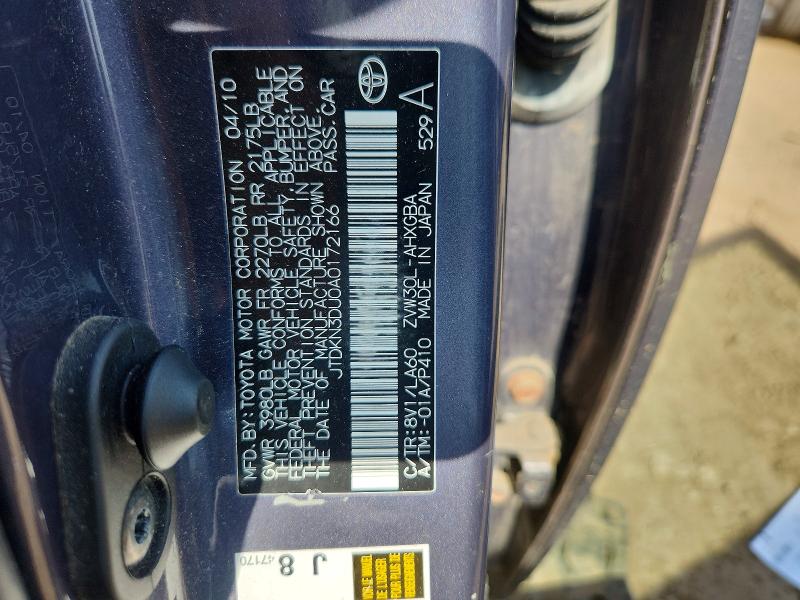 2010 Toyota Prius მანქანა იყიდება აუქციონზე, vin: JTDKN3DU0A0172166, აუქციონის ნომერი: 58842826