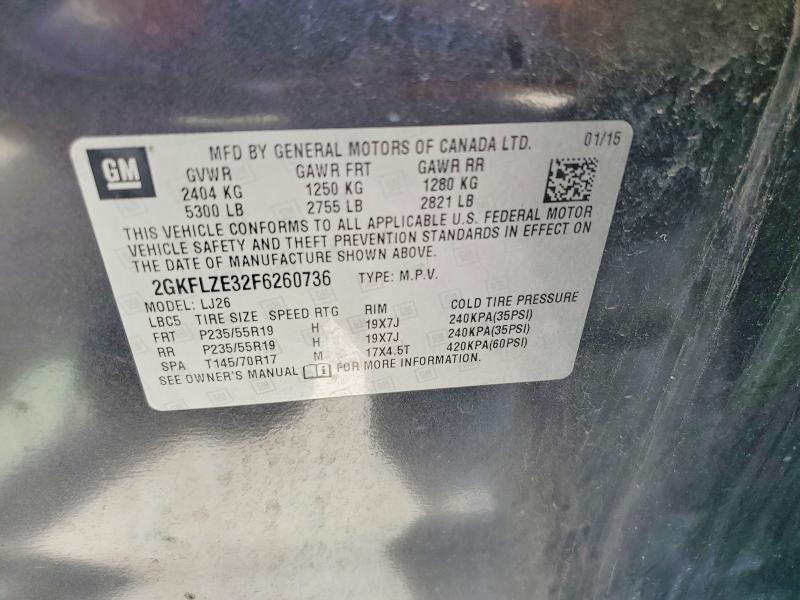 Aukcja sprzedaży 2015 Gmc Terrain, vin: 2GKFLZE32F6260736, numer aukcji: 55560126