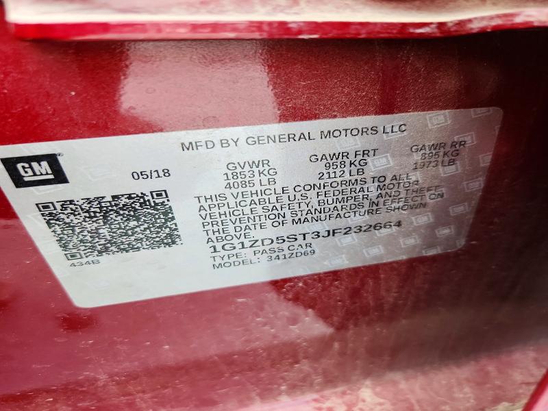Aukcja sprzedaży 2018 Chevrolet Malibu, vin: 1G1ZD5ST3JF232664, numer aukcji: 57837296